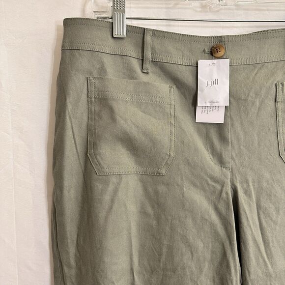 J Jill Linen Stretch Patch Pocket Crops European Flax Willow Large Petite PL - Picture 3 of 9